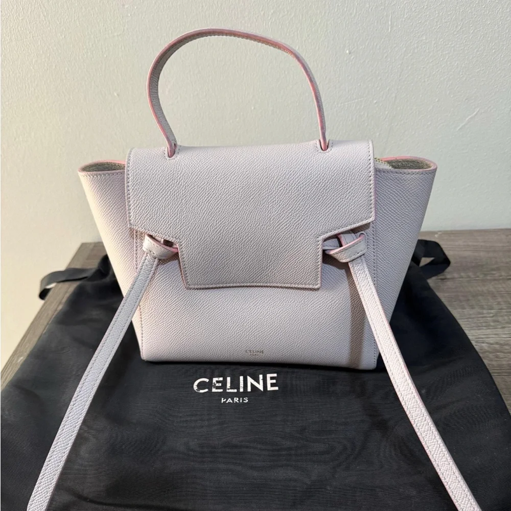 Celine Nano Belt Bag In Grained Calfskin Lavender Grey - Picture 5 of 11